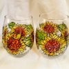 Sunflower Stemless Wine Glasses, Set of 2, Hand Painted - Image 7