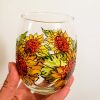 Sunflower Stemless Wine Glasses, Set of 2, Hand Painted - Image 4