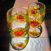 Sunflower Stemless Wine Glasses, Set of 2, Hand Painted - Image 2