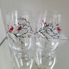 Hand painted stemless wine glass