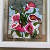 Stunning Hand Painted Calla Lilly faux stained glass with hanging / standing frame, Floral and Spring design, Mothers day gift